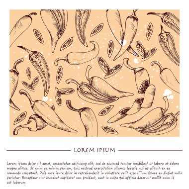 Biber biber sebze ile Gıda arka plan El çizilmiş sarı sosyal medya şablonu