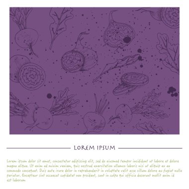 Pancar sebze ile gıda arka plan el çizilmiş mor sosyal medya şablonu