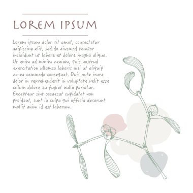 Fırça darbesi ile ökseotu bitki pastel renk köşesi ile Noel arka plan