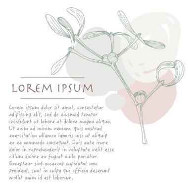 Fırça darbesi ile ökseotu bitki pastel renk köşesi ile Noel arka plan