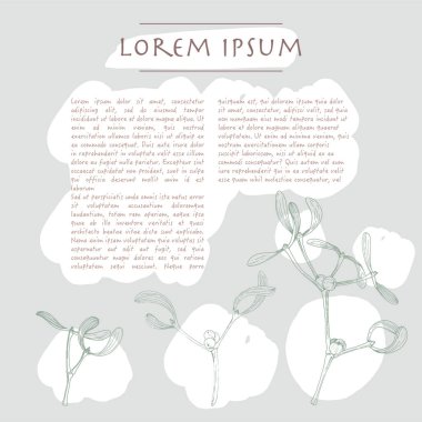 Ökseotu bitki ile Noel arka plan El metin ve fırça darbeleri ile sosyal medya şablonu çizilmiş