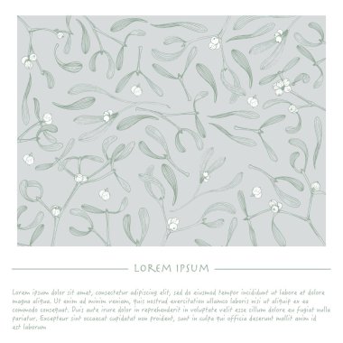 Beyaz arka plan ile sosyal medya yayın için ökseotu bitki ile Noel şablonu