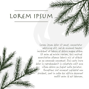 Tebrik kartı için fırça darbesi ile ladin ağacı bitki pastel renk köşesi ile Noel arka plan