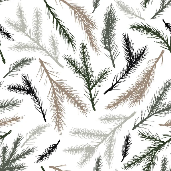 Vector patrón de Navidad sin costuras con pino colorido sobre fondo blanco — Vector de stock