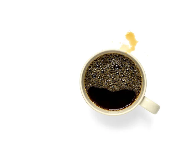 Ceramiczna Filiżanka Czarnej Kawy Espresso Jasna Bańka Brązową Barwioną Kawą — Zdjęcie stockowe