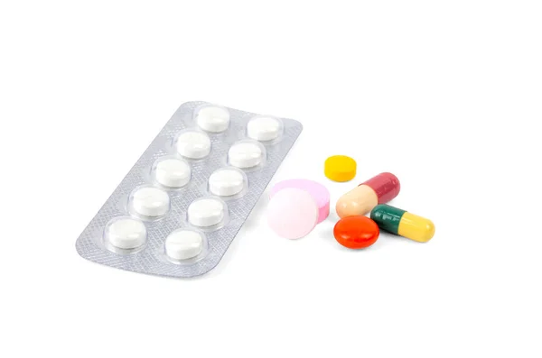 Geneeskunde Pil Tablet Geïsoleerd Witte Achtergrond Met Clipping Pad — Stockfoto