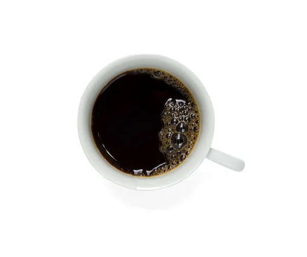 Egy Fehér Csésze Espresso Fekete Kávé Bögre Elszigetelt Fehér Nyírás — Stock Fotó