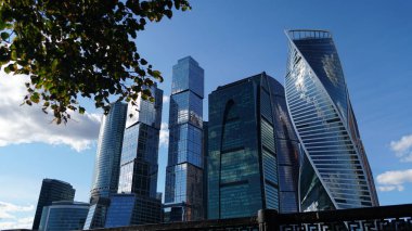 Moskova - 17 Eylül 2018: Moskova-Şehir gökdelenlerinin görünümü.