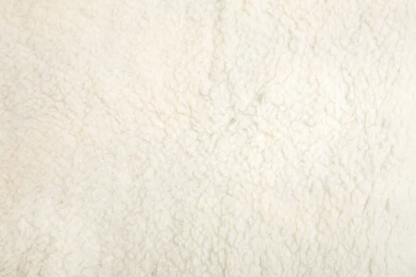 Top View White Soft Sheepskin Textile Plaid Warm Cozy Background — Stock Photo, Image