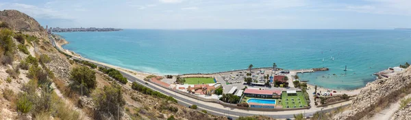 Vista Panorámica Escuela Vela Alicante Mar Mediterráneo Fondo Los Edificios — Foto de Stock