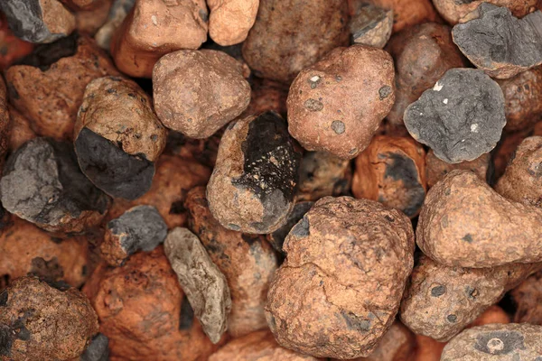 Background of expanded clay pebbles close-up, view from above — Stock Image Background Expanded Clay Pebbles Close View Stock Photo