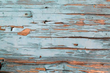 eski mavi kurulu kırık boya, vintage ahşap arka plan, grunge tahta ile. Eski ahşap arka plan ağaç eski boya artıkları parçaları kalıntıları ile. Doku eski ağaç bir kurulu ile boya, antika arka plan boya soyulmuştu. eski mavi kurulu SRA ile