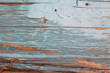 eski mavi kurulu kırık boya, vintage ahşap arka plan, grunge tahta ile. Eski ahşap arka plan ağaç eski boya artıkları parçaları kalıntıları ile. Doku eski ağaç bir kurulu ile boya, antika arka plan boya soyulmuştu. eski mavi kurulu SRA ile