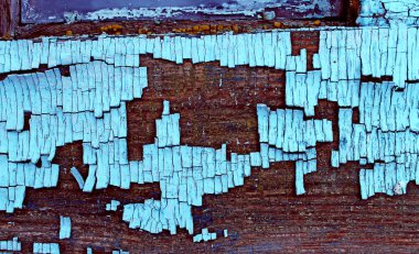 eski mavi kurulu kırık boya, vintage ahşap arka plan, grunge tahta ile. Eski ahşap arka plan ağaç eski boya artıkları parçaları kalıntıları ile. Doku eski ağaç bir kurulu ile boya, antika arka plan boya soyulmuştu. eski mavi kurulu SRA ile