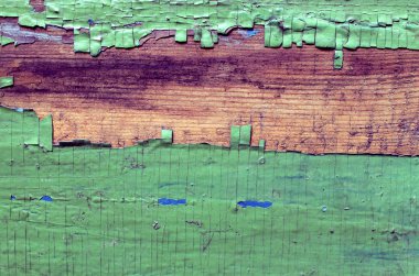 eski mavi kurulu kırık boya, vintage ahşap arka plan, grunge tahta ile. Eski ahşap arka plan ağaç eski boya artıkları parçaları kalıntıları ile. Doku eski ağaç bir kurulu ile boya, antika arka plan boya soyulmuştu. eski mavi kurulu SRA ile