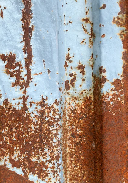 Veelkleurige Achtergrond Roestige Metalen Oppervlak Met Blauwe Verf Schilferen Kraken — Stockfoto