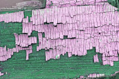 eski mavi kurulu kırık boya, vintage ahşap arka plan, grunge tahta ile. Eski ahşap ultraviyole ile arka plan ağaç eski boya artıkları parçaları kalıntıları. Doku eski ağaç bir kurulu ile boya, antika arka plan boya soyulmuştu. Eski mor 