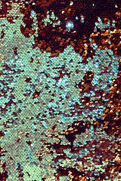 Metallic sparkling sequins scales background, round sequins in fashion dress, — Stock Photo, Image