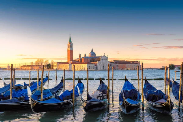 Sonnenaufgang Venedig Venedig Gondeln Kanal Der Nähe Von San Marco — Stockfoto