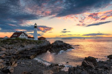 Portland feneri Cape Elizabeth, New England, Maine, ABD.