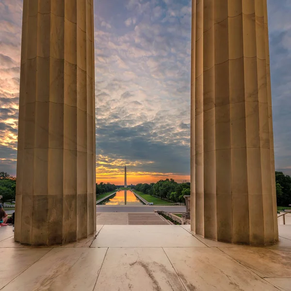 Sunrise Lincoln Emlékmű Washington Amerikai Egyesült Államok — Stock Fotó