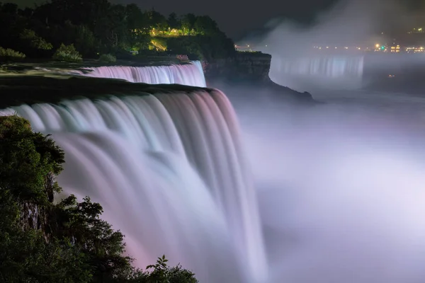 Niagara Falls Lit Night Colorful Lights Niagara Falls Usa — Stock Photo, Image