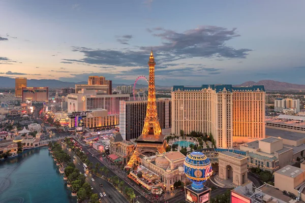 Svět Slavné Vegas Strip Při Západu Slunce Července 2018 Las — Stock fotografie