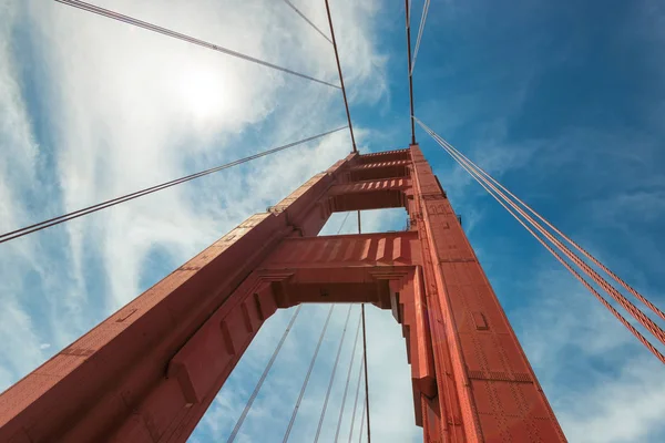 Golden Gate Bridge Closeup Perspective North Tower Bridge Support Sunny — Stock Photo, Image