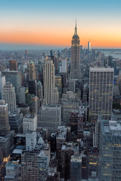 New Yorks Skyline Solnedgången Med Empire State Building Manhattan Usa — Stockfoto