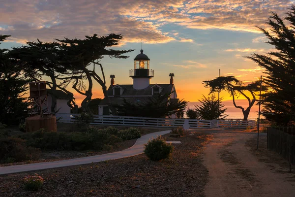 California Lighthouse Sunset Point Pinos Lighthouse Pacific Grove Monterey California — Stock Photo, Image