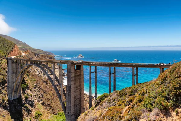 Pacific Coast Highway Karayolu Big Sur California Usa Yakınındaki Köprüde — Stok fotoğraf