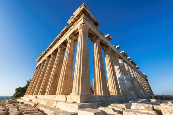 Templo Partenón Por Mañana Con Cielo Azul Acrópolis Atenas Grecia —  Fotos de Stock