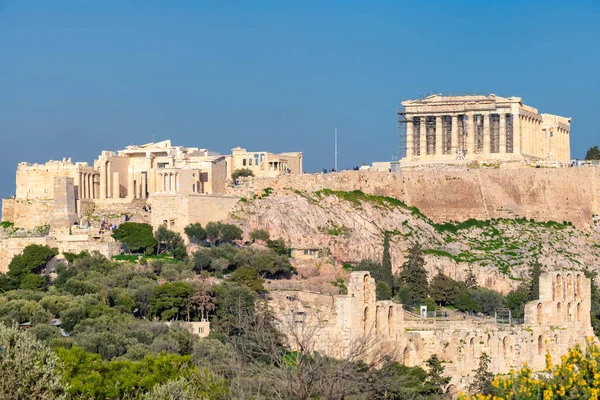 Acrópolis Atenas Con Templo Del Partenón Atardecer Atenas Grecia — Foto de Stock