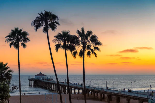 Sunset California Beach Manhattan Beach Los Angeles Usa — Stock Photo, Image