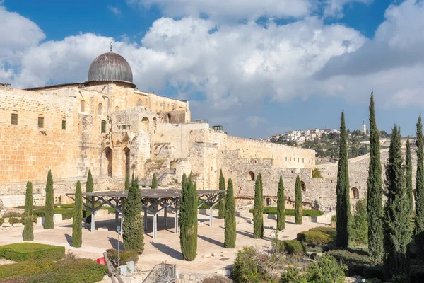 Una Vista Del Monte Del Templo Mezquita Aqsa Ciudad Vieja — Foto de Stock