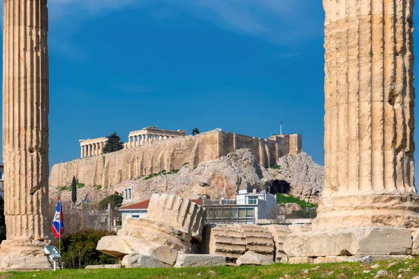 Belle Vue Sur Temple Olympien Zeus Acropole Athènes Grèce — Photo