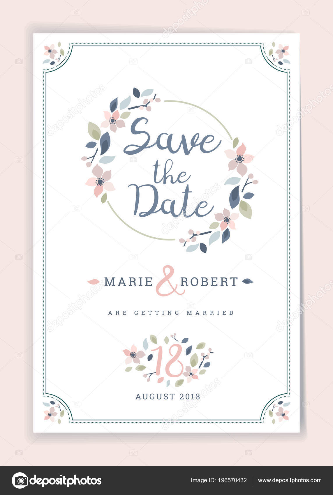date wedding invitation card design template botanical desig invitation card design template