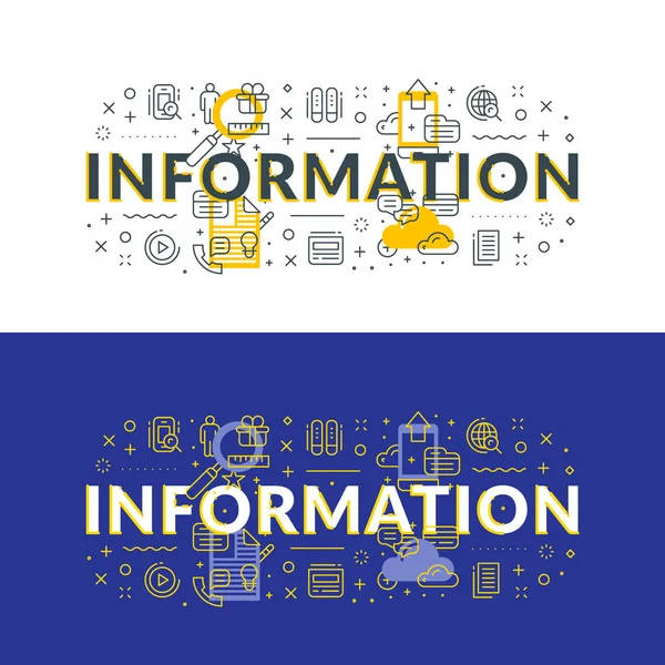 Informatie Platte Lijn Illustratie Concept Voor Webbanner Drukwerk Vectorillustratie Verschillende — Stockvector