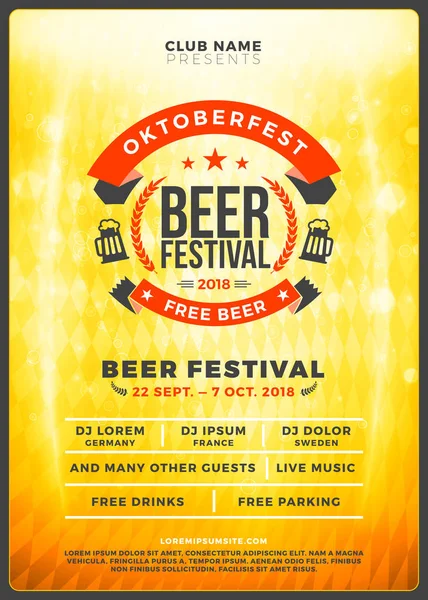 Celebração Festival Cerveja Oktoberfest Cartaz Tipografia Modelo Panfleto Para Festa —  Vetores de Stock