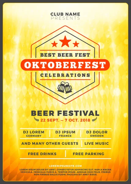 Oktoberfest Beer Festival Celebration Typography Poster Flyer Template Beer Party — Stock Vector