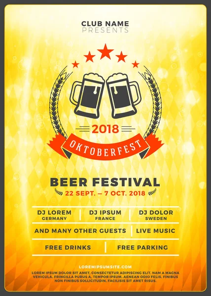 Celebración Del Festival Cerveza Oktoberfest Cartel Tipografía Plantilla Volante Para — Archivo Imágenes Vectoriales