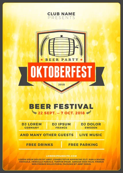 Oktoberfest Beer Festival Celebration Typography Poster Flyer Template Beer Party — Stock Vector