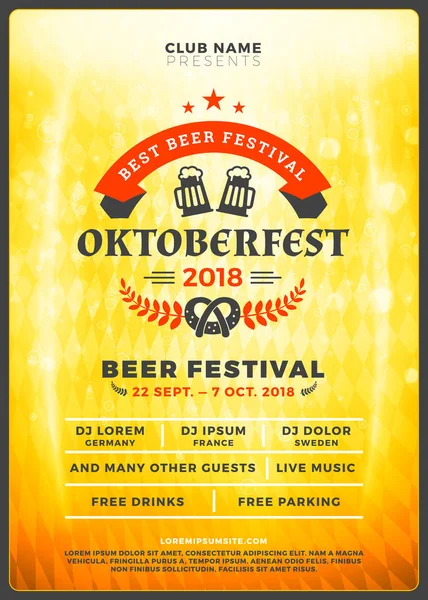 Fête Bière Oktoberfest Affiche Typographie Modèle Flyer Pour Fête Bière — Image vectorielle