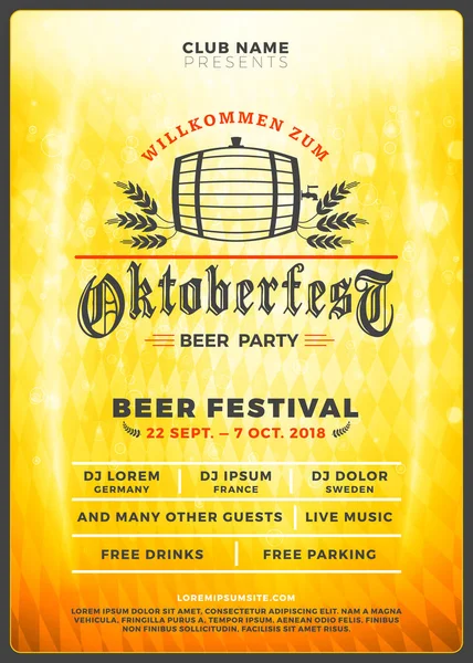 Fête Bière Oktoberfest Affiche Typographie Modèle Flyer Pour Fête Bière — Image vectorielle