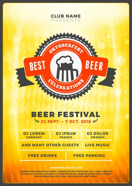 Oktoberfest Beer Festival Celebration Typography Poster Flyer Template Beer Party — Stock Vector