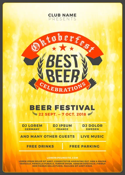 Oktoberfest Beer Festival Celebration Typography Poster Flyer Template Beer Party — Stock Vector