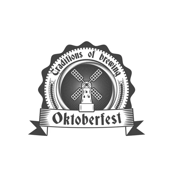 Oktoberfest Celebration Beer Festival Retro Style Badge Label Emblem Black — Stock Vector