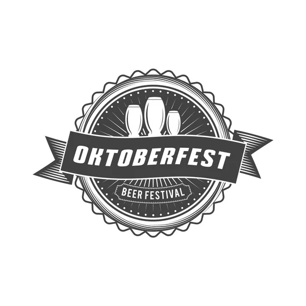 Oktoberfest Celebration Beer Festival Retro Style Badge Label Emblem Black — Stock Vector