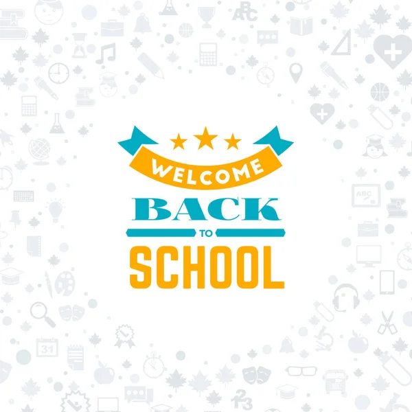 Back School Typographic Badge Design Vector Background Flat Style School — Stock Vector