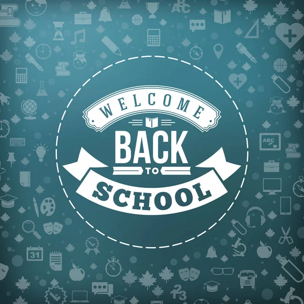 Back School Typographic Badge Blackboard Vector Background Flat Style School — Stock Vector
